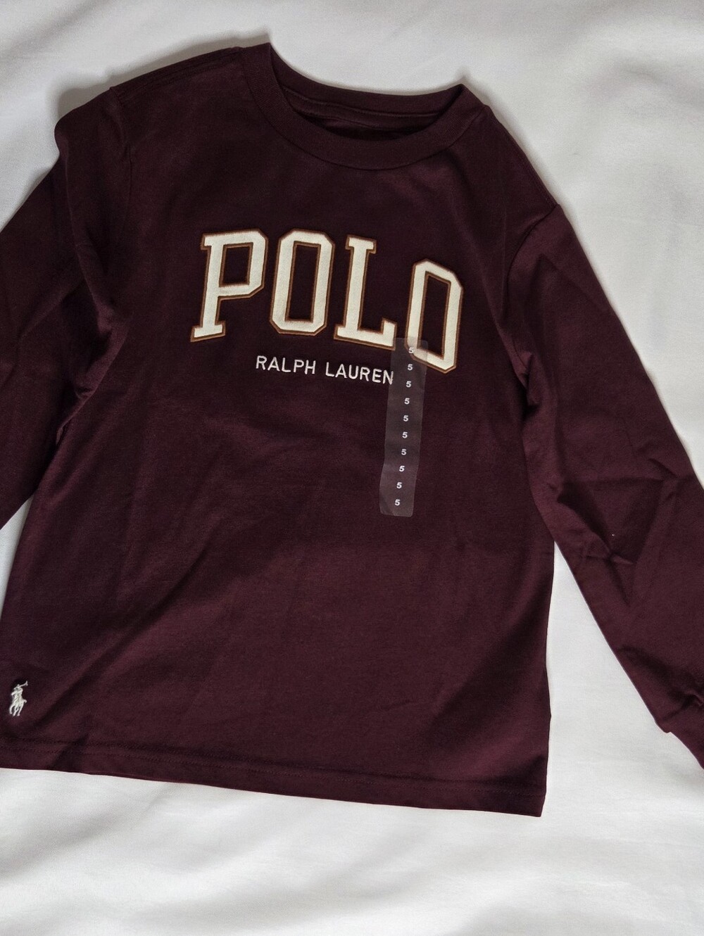 Ralph Lauren POLO Long Sleeve Tee - Burgundy with Cream Logo